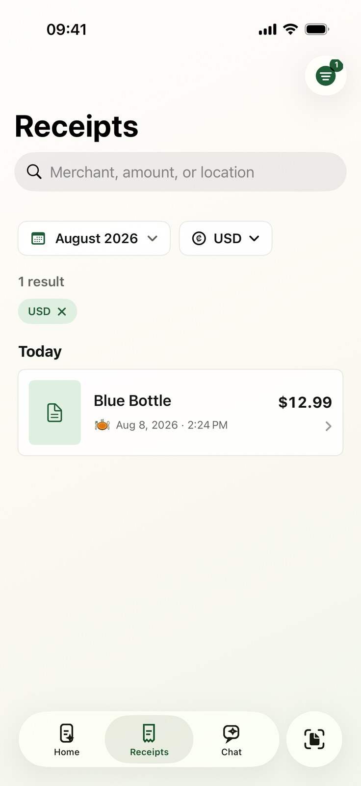 Slipsee receipt library with search and filters